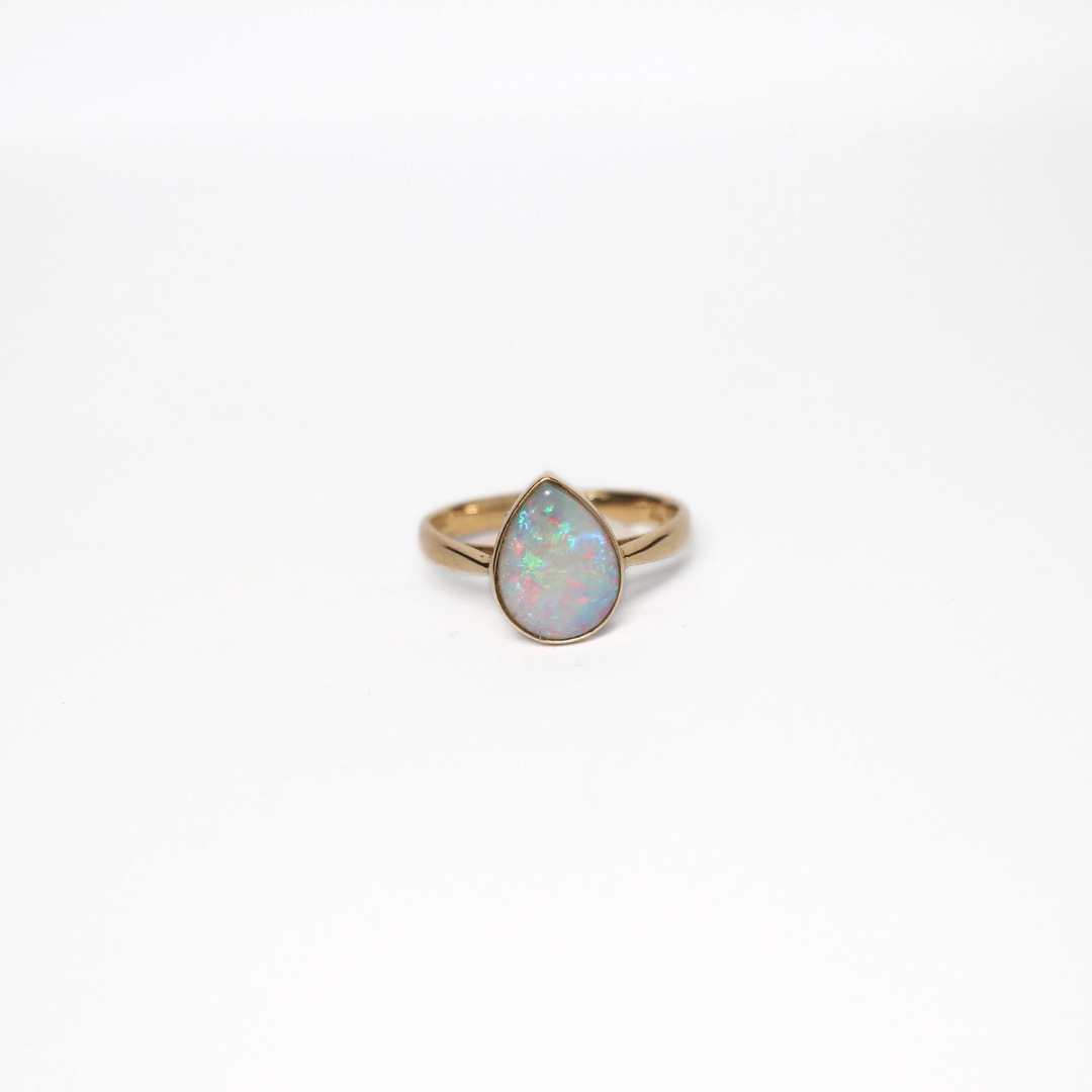 18K Yellow Gold Black Opal Ring 1.45CT