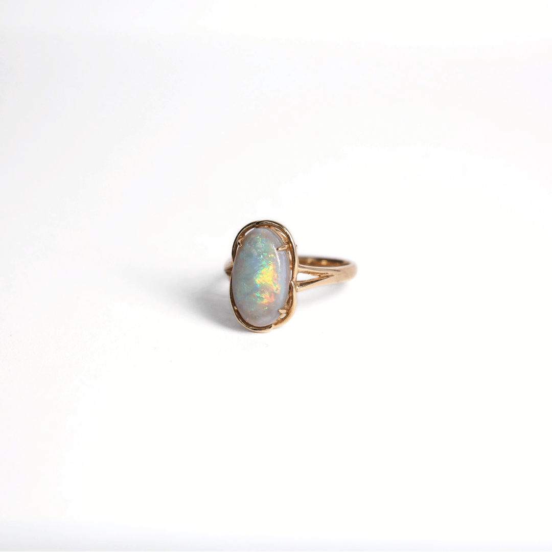 14K イエローゴールド ブラックオパール リング 2.51CT