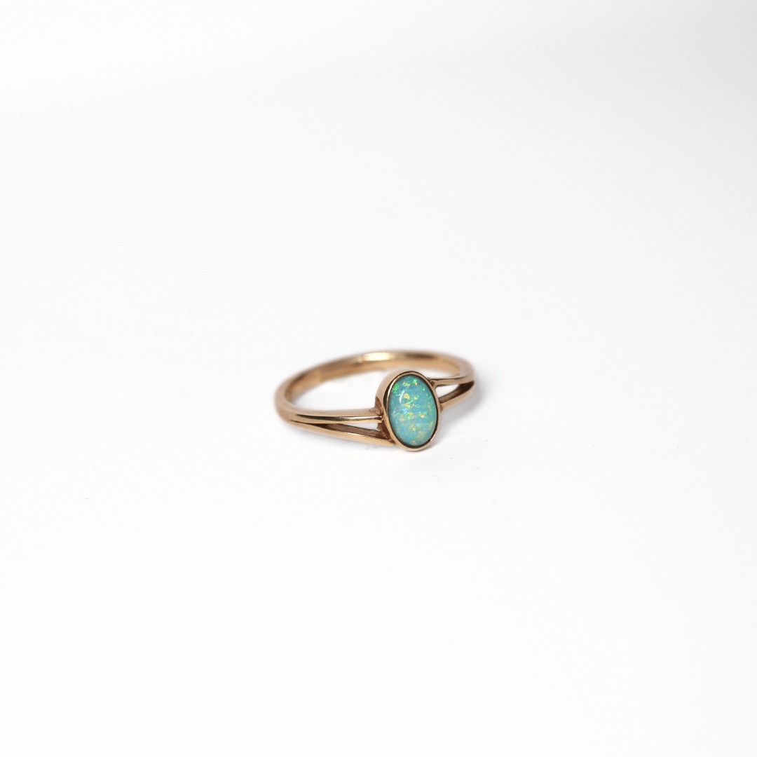 14K Yellow Gold Black Opal Ring 0.67CT