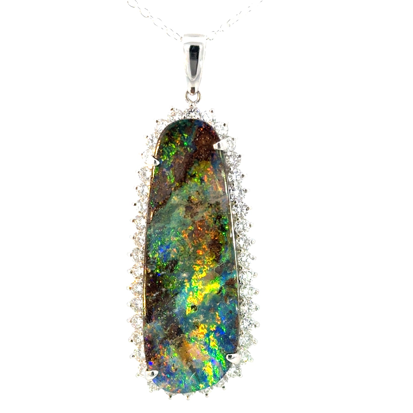 Boulder Opal and Diamond Pendant 30.92CT