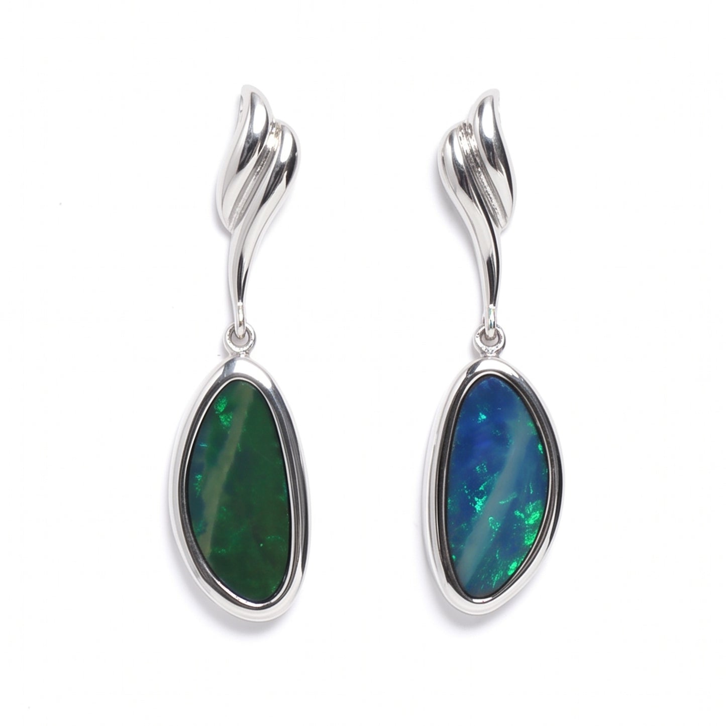 14K White Gold Doublet Opal Earrings — The Australian Opal & Diamond Collection Adelaide