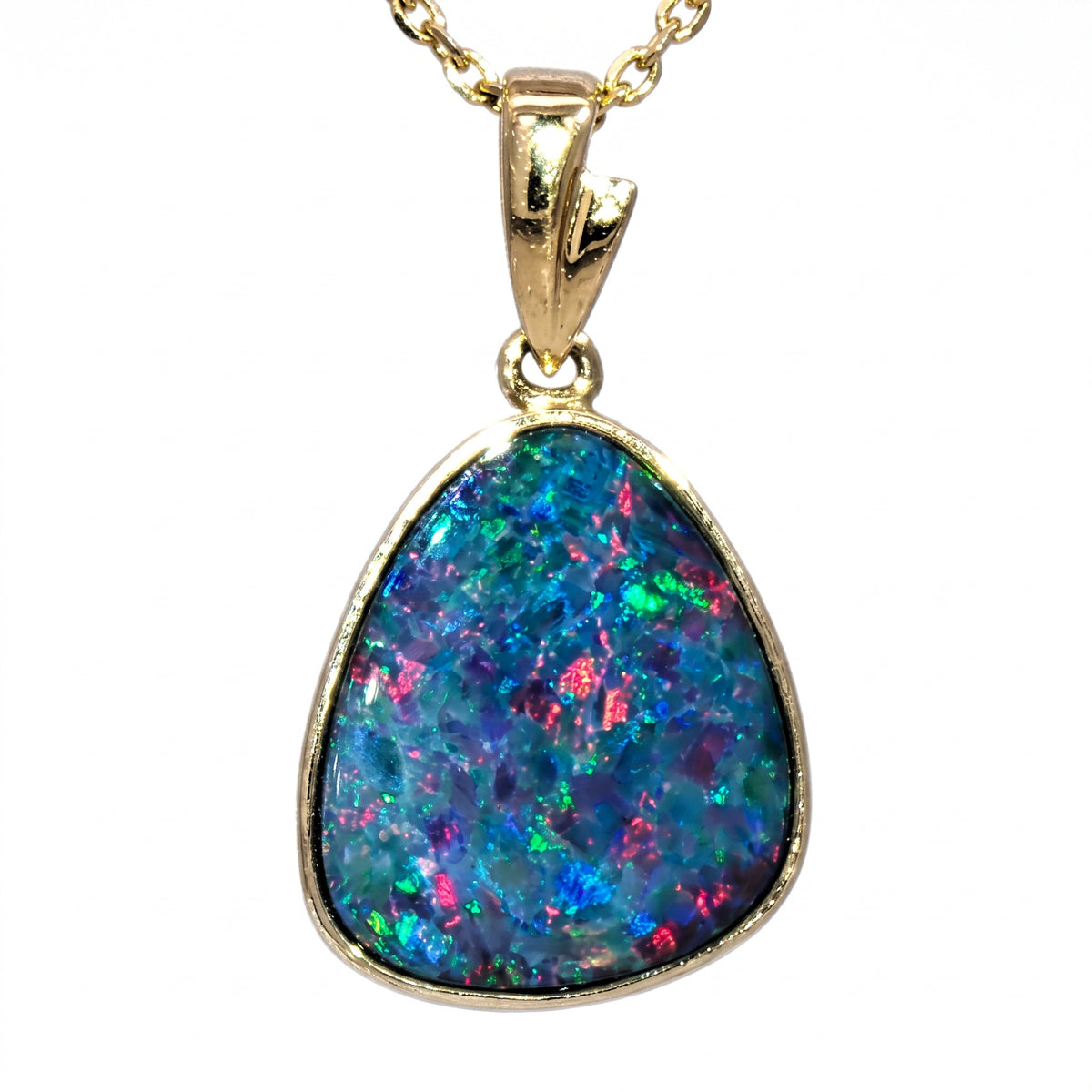 10K Yellow Gold Doublet Opal Pendant 3.05CT