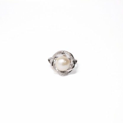 Sterling Silver Fresh Water Pearl Ring with Cubic Zirconia (image 1 of 2) — The Australian Opal & Diamond Collection, Adelaide