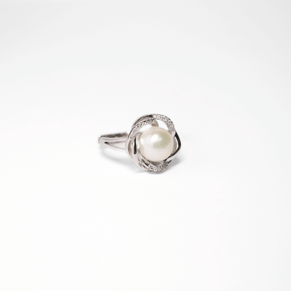 Sterling Silver Fresh Water Pearl Ring with Cubic Zirconia (image 2 of 2) — The Australian Opal & Diamond Collection, Adelaide