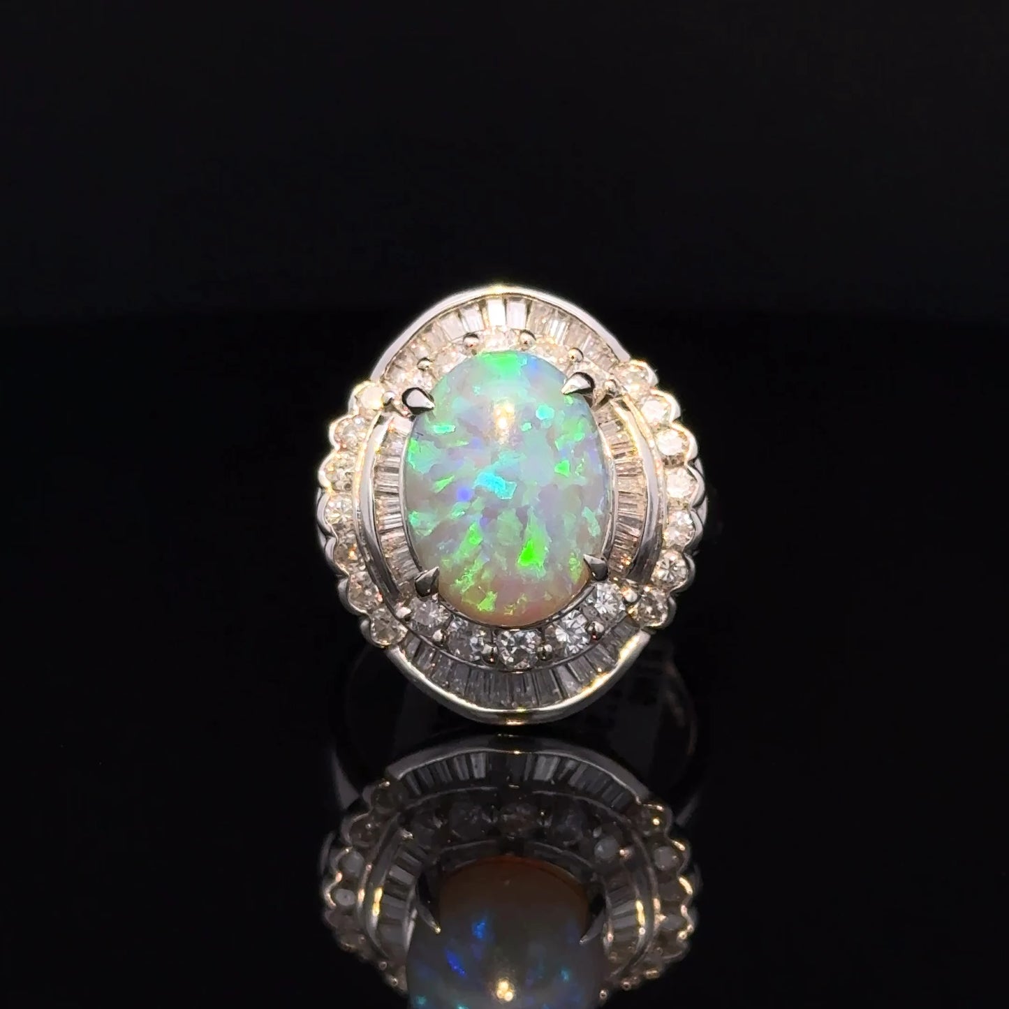 Black Opal and Diamond Ring 3.92CT