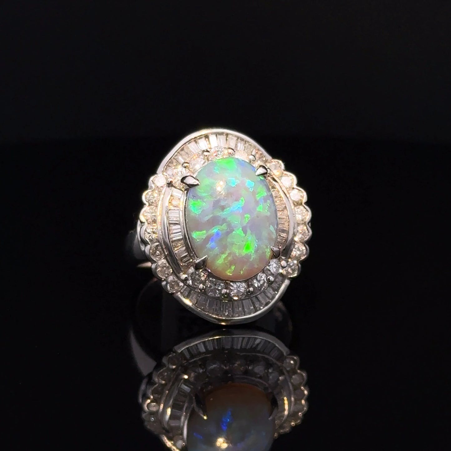 Black Opal and Diamond Ring 3.92CT