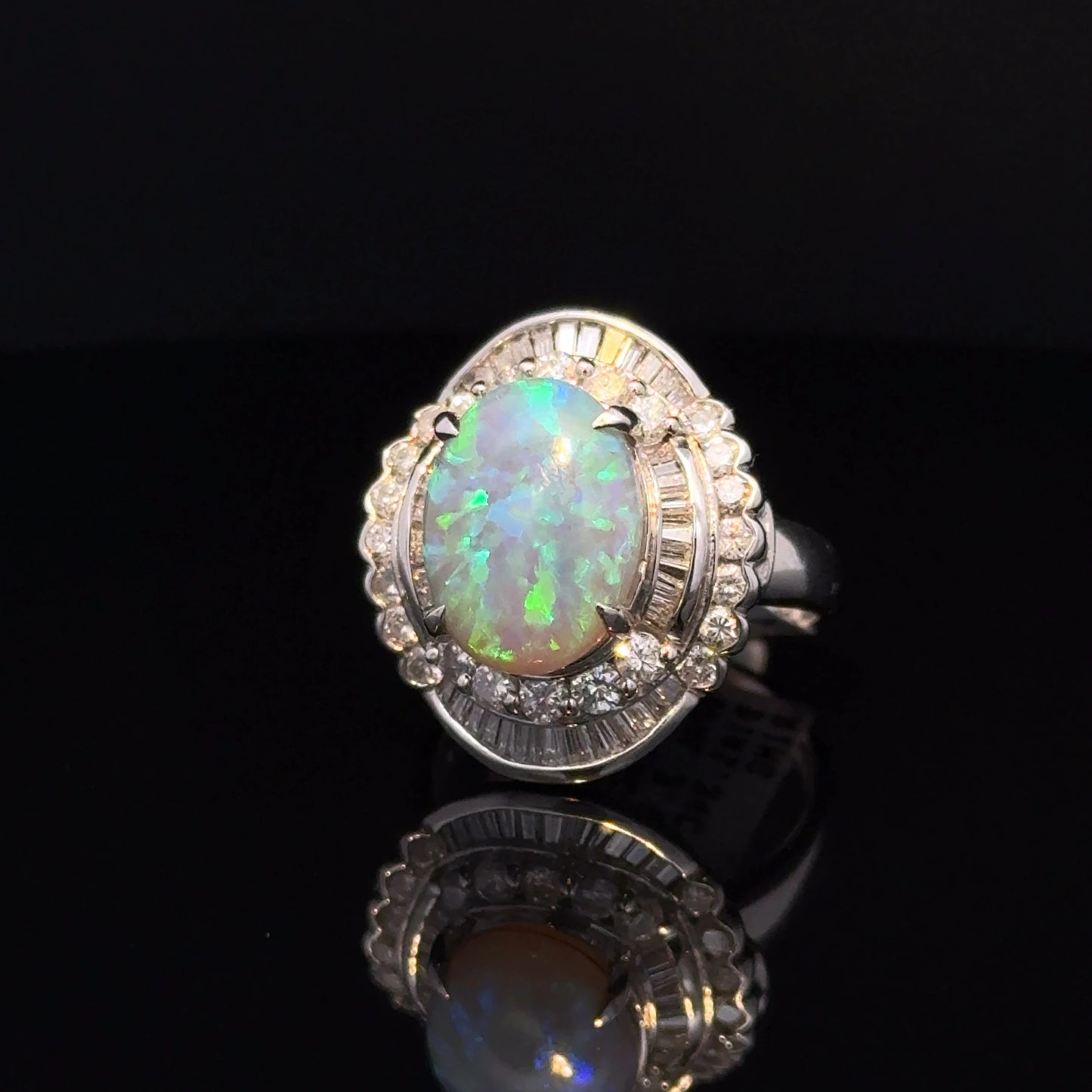 Black Opal and Diamond Ring 3.92CT