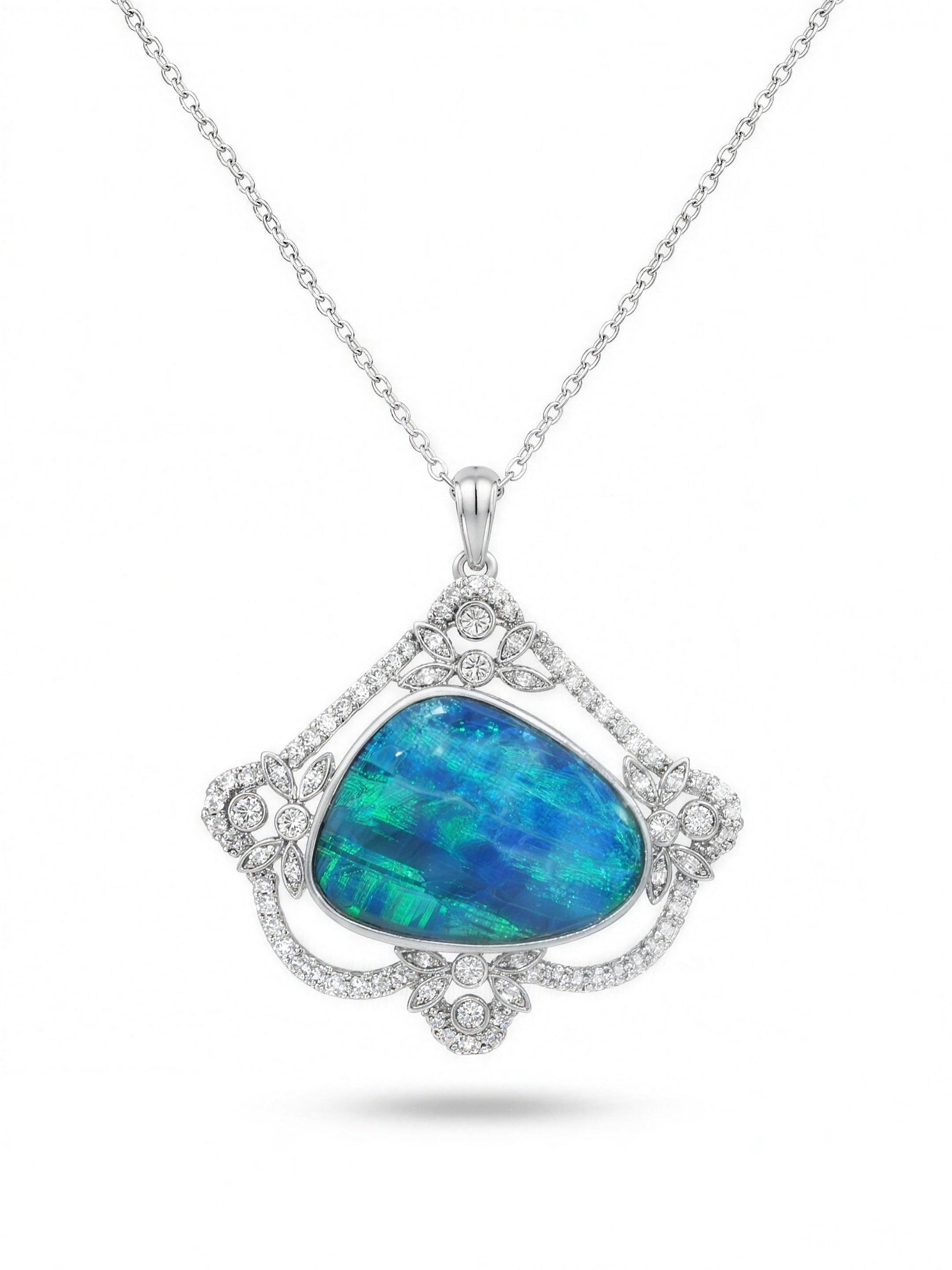 Sterling Silver Doublet Opal Pendant 12.50ct — The Australian Opal & Diamond Collection, Adelaide