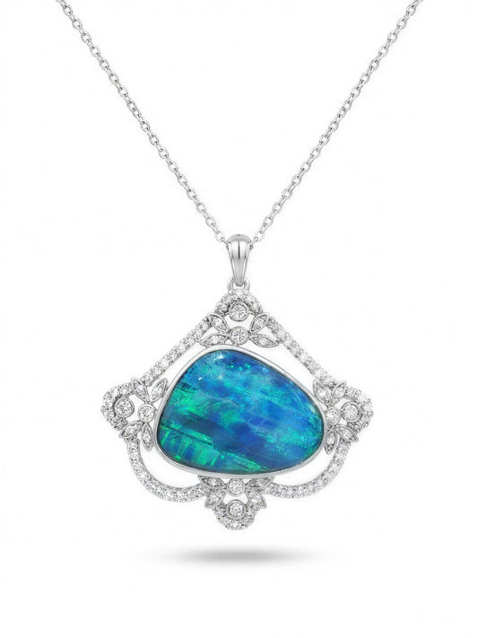 Sterling Silver Doublet Opal Pendant 12.50ct — The Australian Opal & Diamond Collection, Adelaide