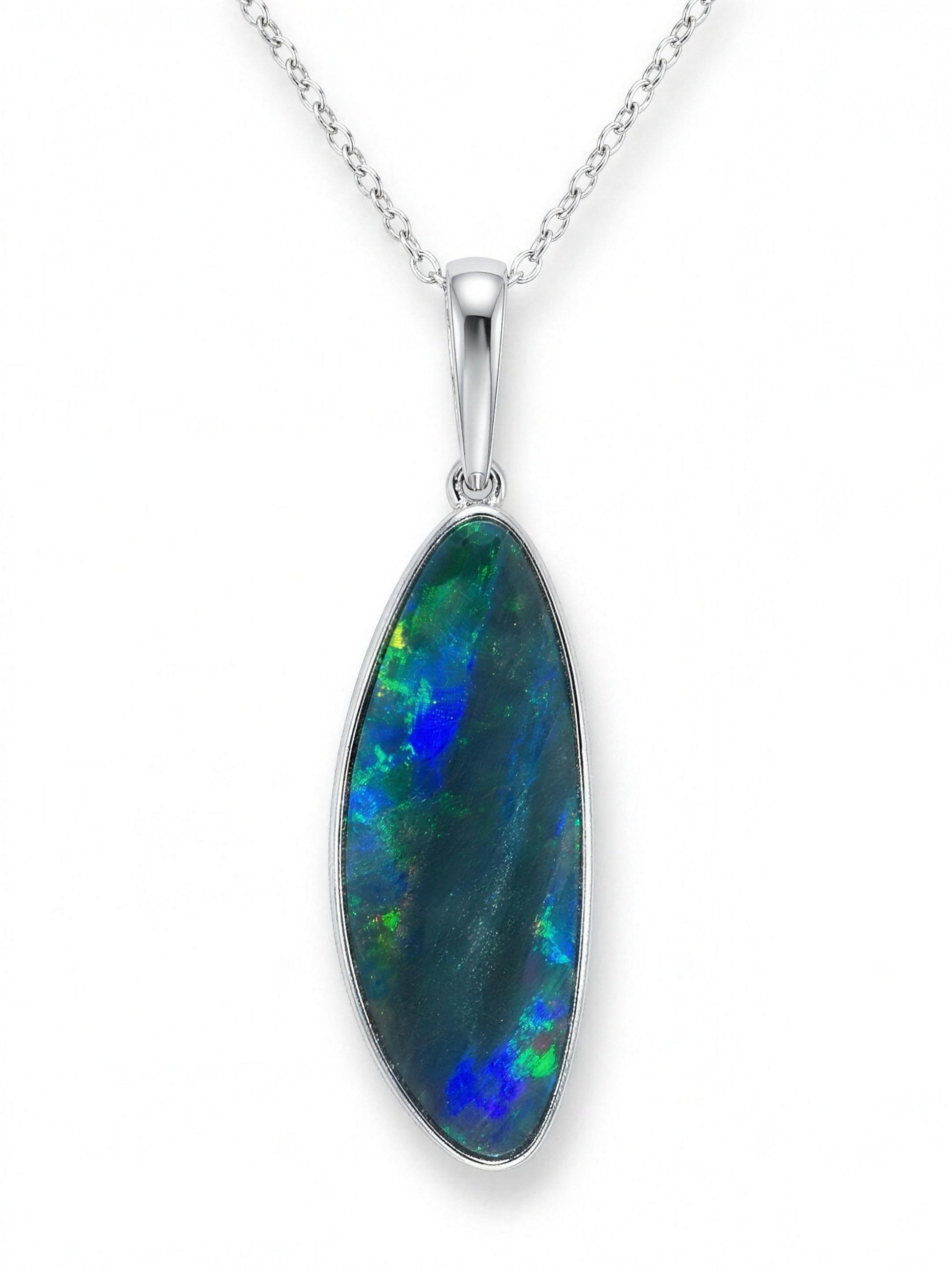 10K White Gold Doublet Opal Pendant 4.45ct — The Australian Opal & Diamond Collection, Adelaide
