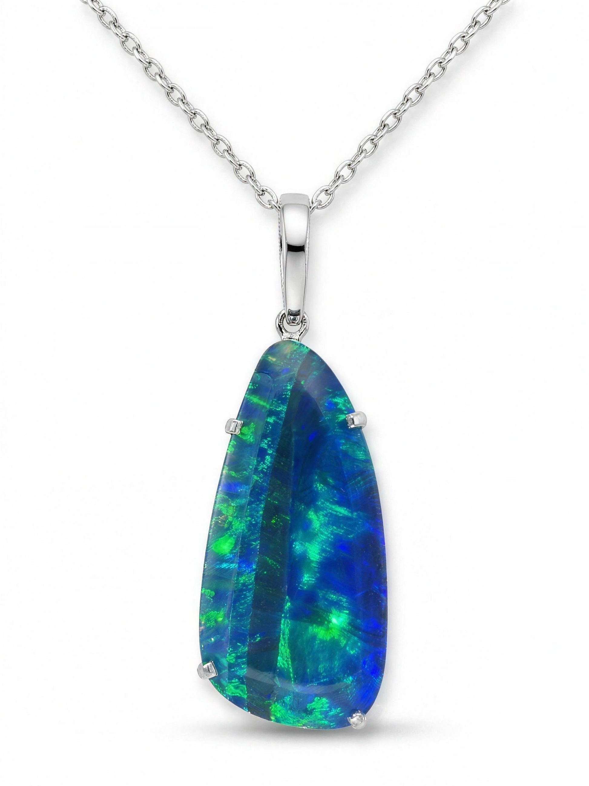 18K White Gold Doublet Opal Pendant and Pearl Enhancer 15.80ct — The Australian Opal & Diamond Collection, Adelaide