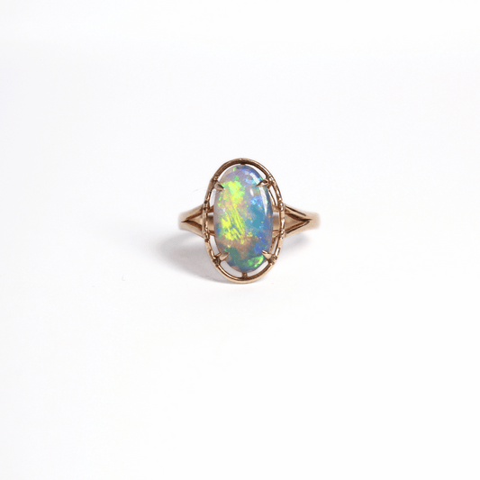 9Kt Yellow Gold Black Opal Ring 2.67Ct