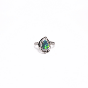 18K White Gold Black Opal with Diamond Ring 1.29CT