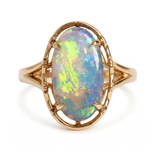 9kt yellow gold black opal ring 2.67ct — The Australian Opal & Diamond Collection Adelaide