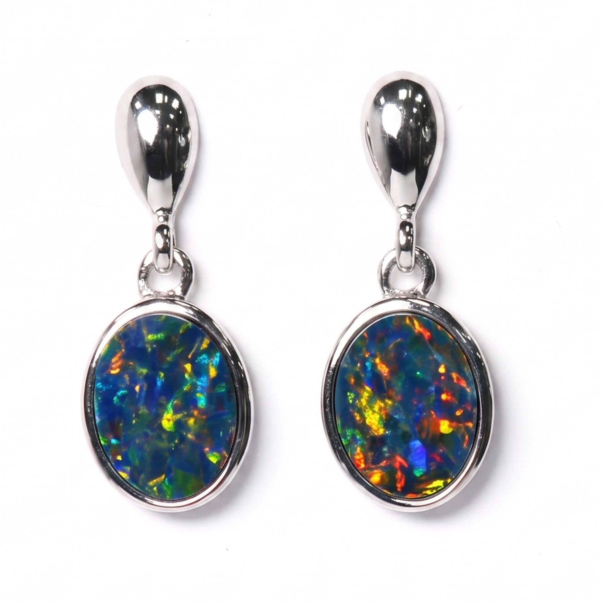 14K White Gold Doublet Opal Earring 1.97G — The Australian Opal & Diamond Collection Adelaide