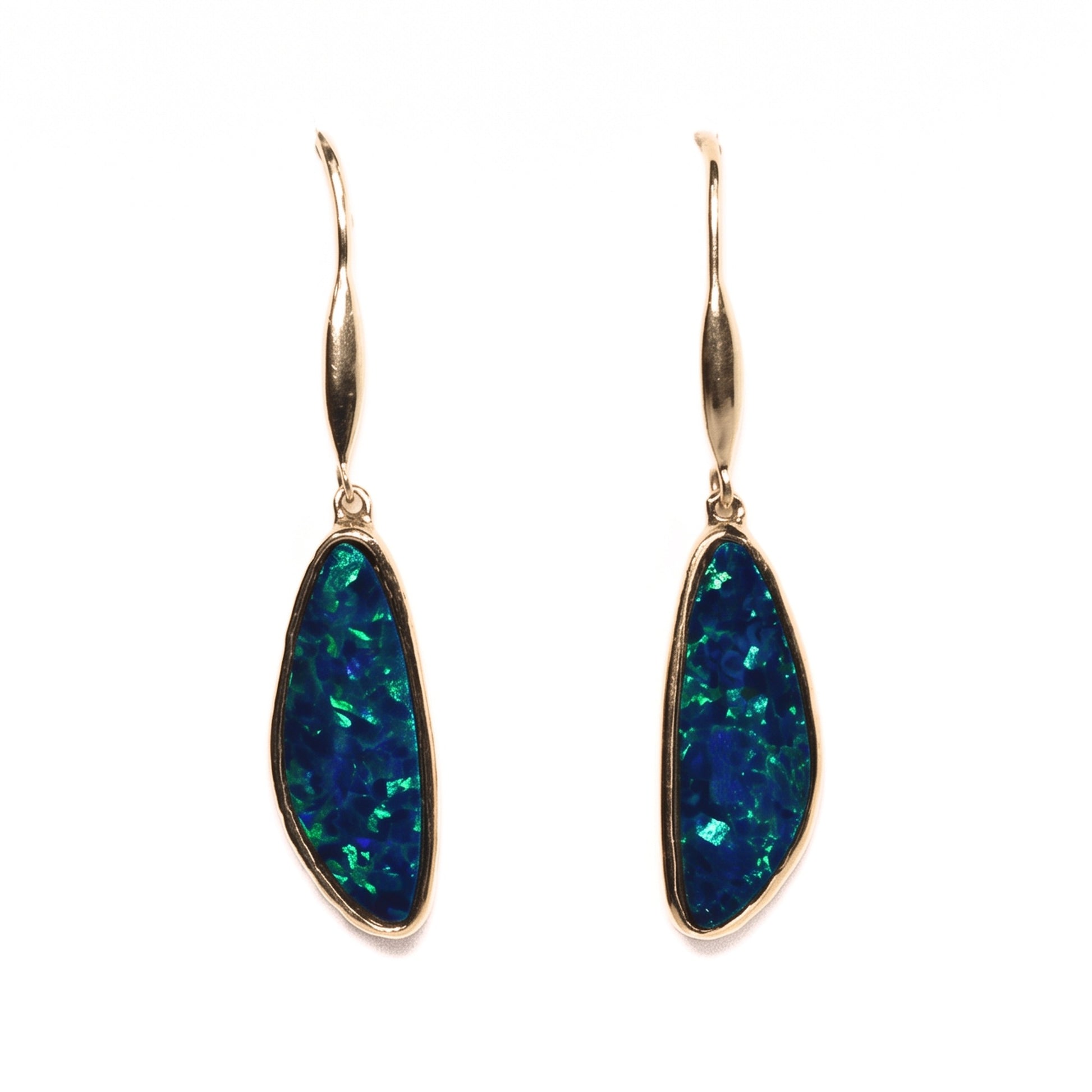 14K Yellow Gold Doublet Opal Earrings 1.95G — The Australian Opal & Diamond Collection Adelaide