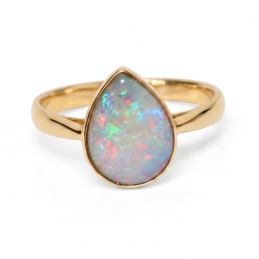 18K Yellow Gold Black Opal Ring 1.45CT — The Australian Opal & Diamond Collection Adelaide