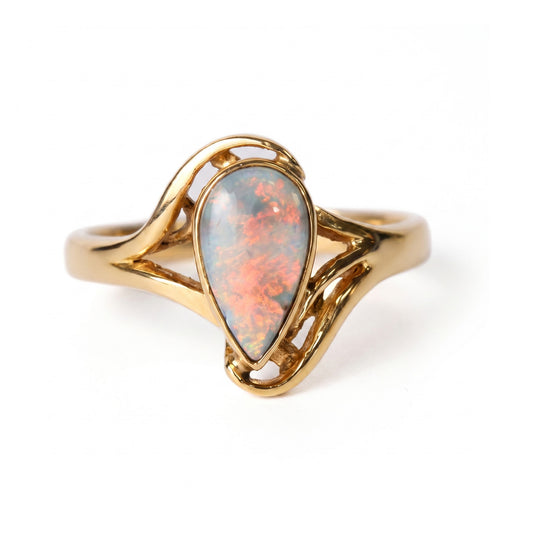 18K yellow gold black opal ring 0.85ct — The Australian Opal & Diamond Collection Adelaide