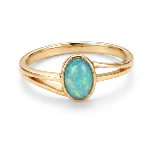 14K Yellow Gold Black Opal Ring 0.67CT — The Australian Opal & Diamond Collection Adelaide