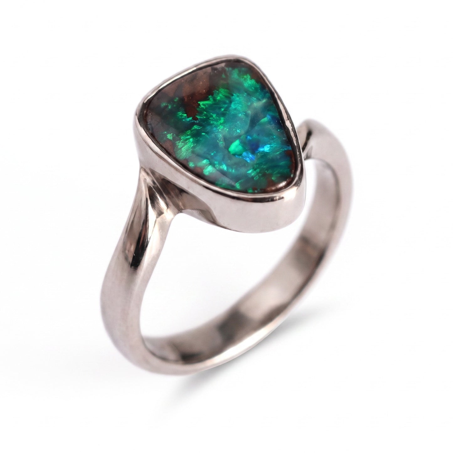 Sterling Silver Boulder Opal Ring 2.60CT — The Australian Opal & Diamond Collection Adelaide