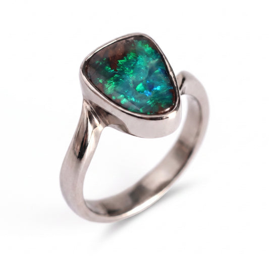 Sterling Silver Boulder Opal Ring 2.60CT — The Australian Opal & Diamond Collection Adelaide