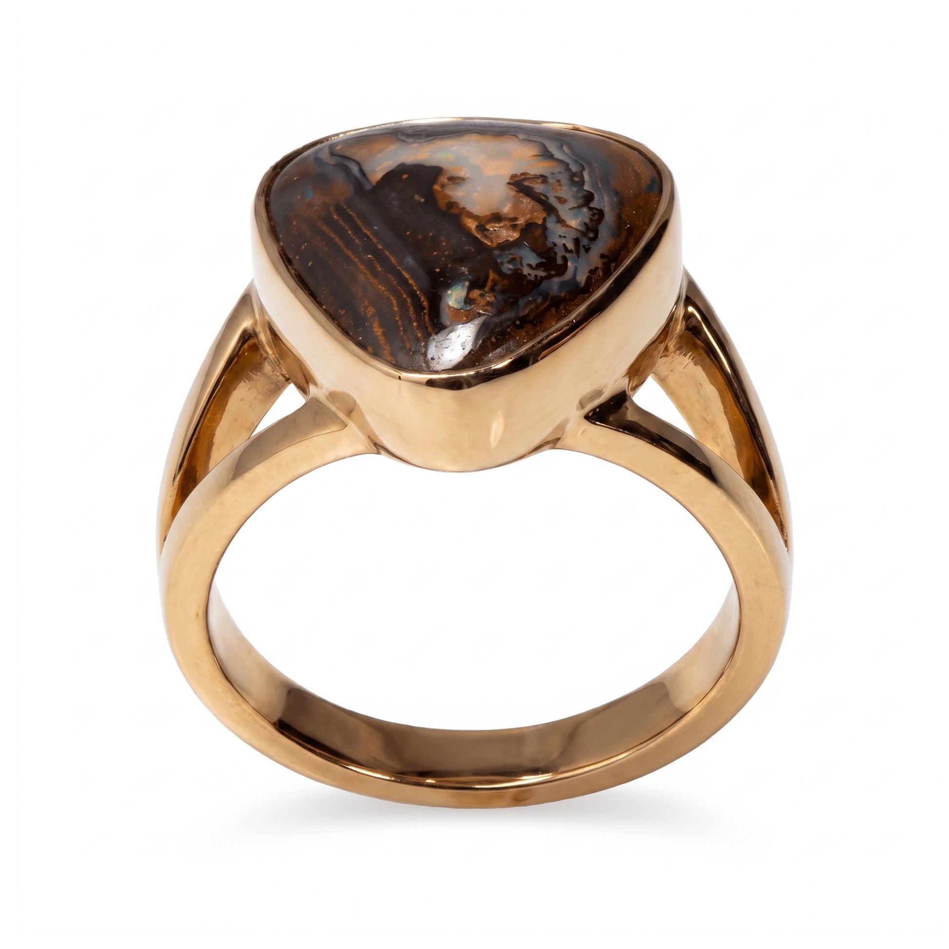 18K Yellow Gold Yowah Nut Boulder Opal Ring — The Australian Opal & Diamond Collection Adelaide