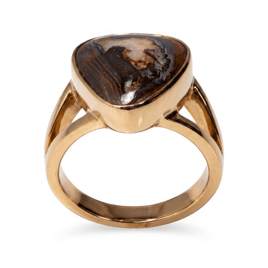 18K Yellow Gold Yowah Nut Boulder Opal Ring — The Australian Opal & Diamond Collection Adelaide