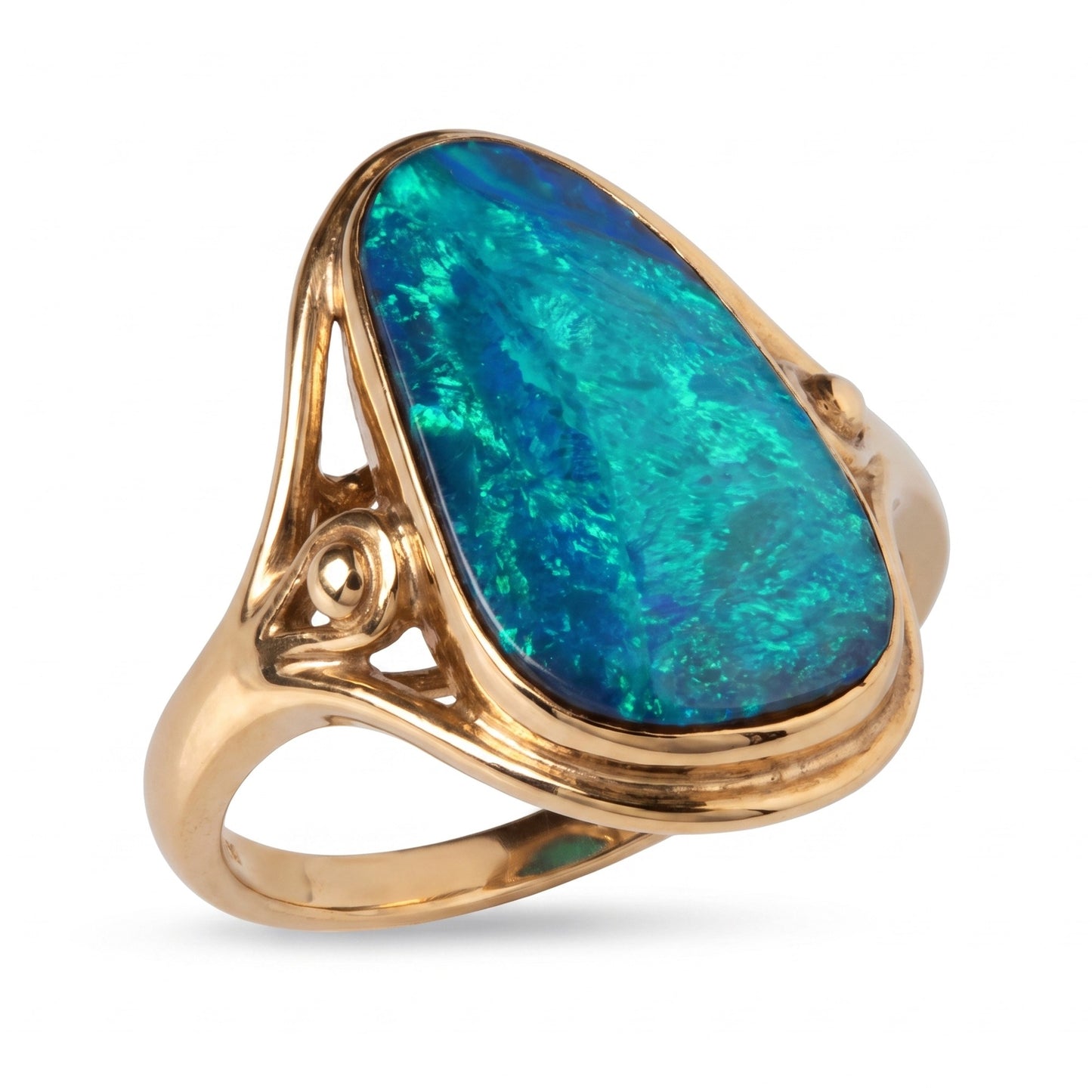 18K Yellow Gold Doublet Opal Ring — The Australian Opal & Diamond Collection Adelaide