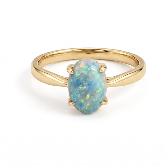 14K Yellow Gold Black Opal Ring 1.20CT — The Australian Opal & Diamond Collection Adelaide