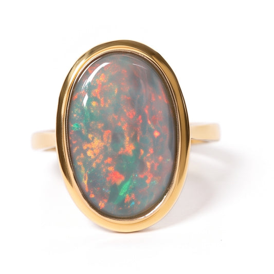 18K yellow gold black opal ring 3.35ct — The Australian Opal & Diamond Collection Adelaide