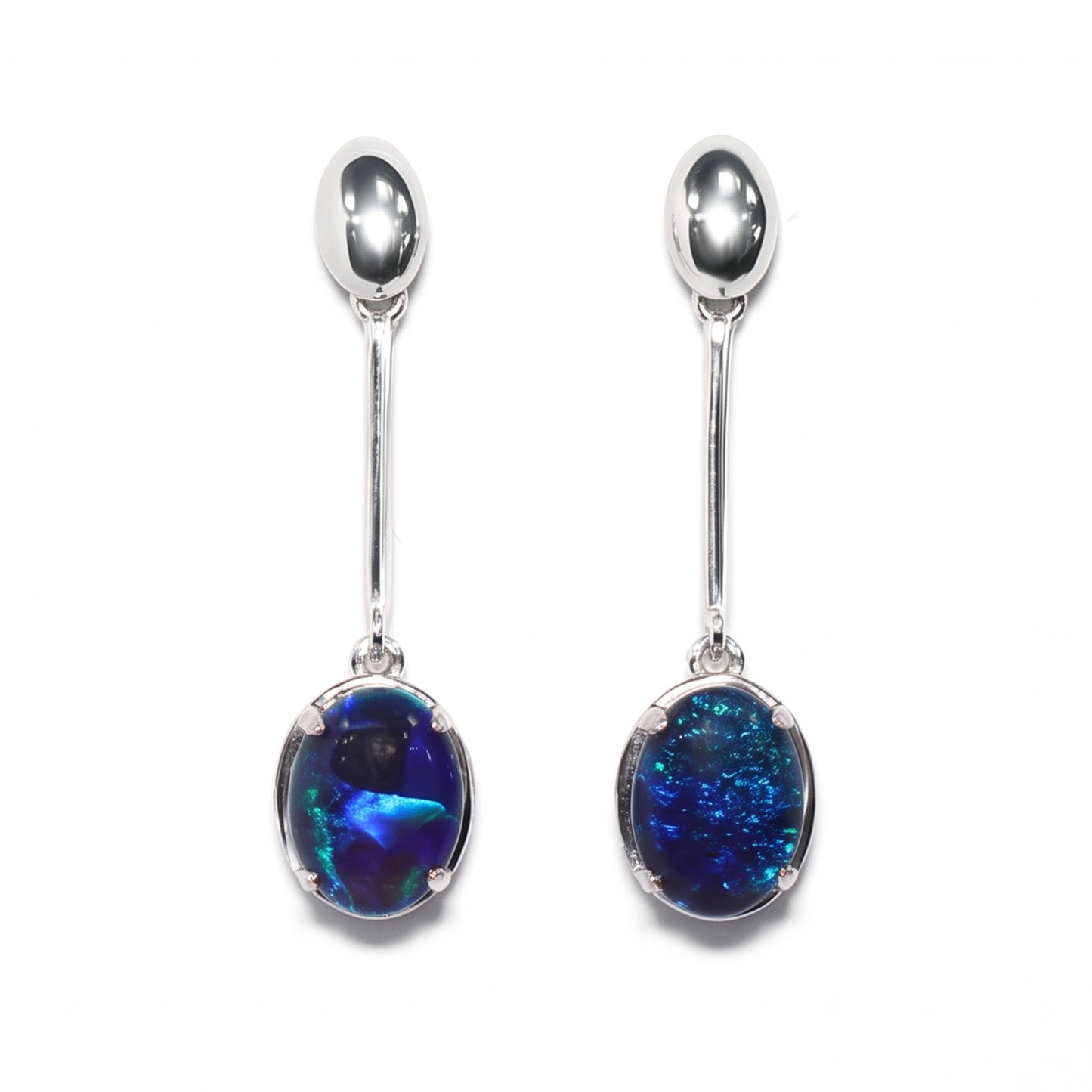 White Gold Triplet Opal Earrings — The Australian Opal & Diamond Collection Adelaide