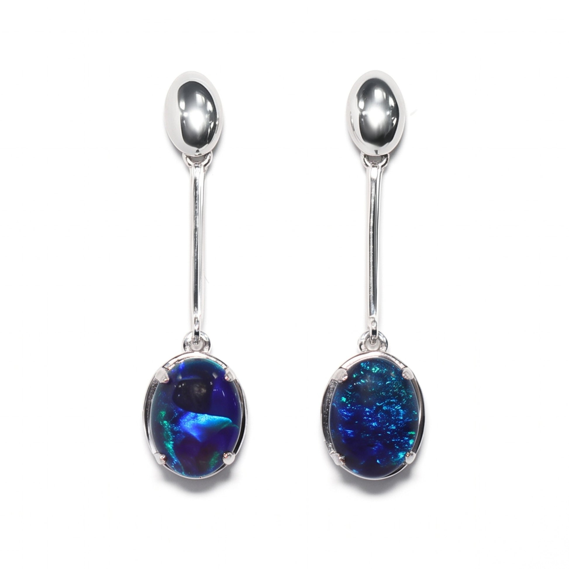 White Gold Triplet Opal Earrings — The Australian Opal & Diamond Collection Adelaide