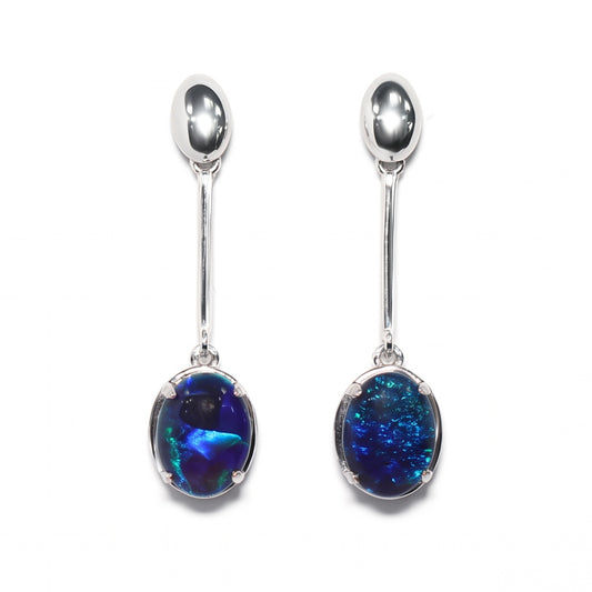 White Gold Triplet Opal Earrings — The Australian Opal & Diamond Collection Adelaide