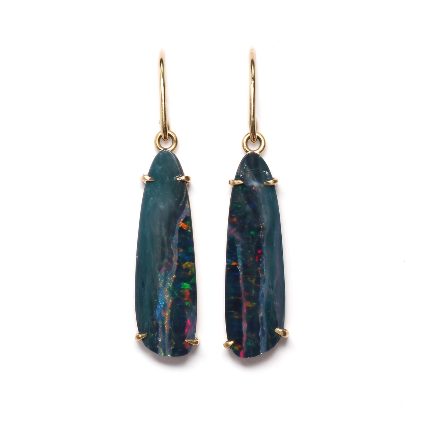 18K Yellow Gold Doublet Opal Earrings 2.8G — The Australian Opal & Diamond Collection Adelaide