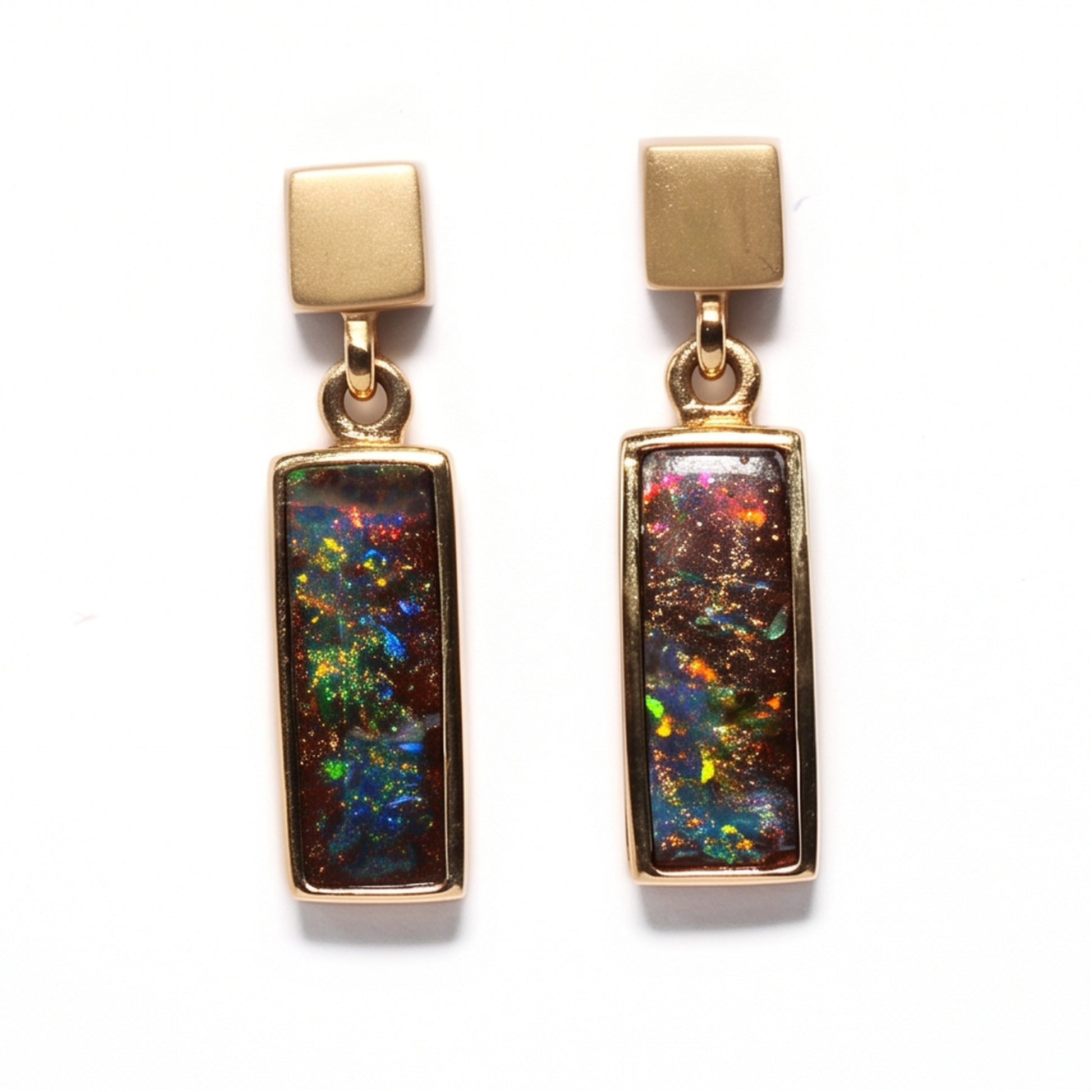 14K Yellow Gold Boulder Opal Earrings — The Australian Opal & Diamond Collection Adelaide