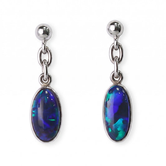 18K white gold black opal drop earrings 1.53ct — The Australian Opal & Diamond Collection Adelaide