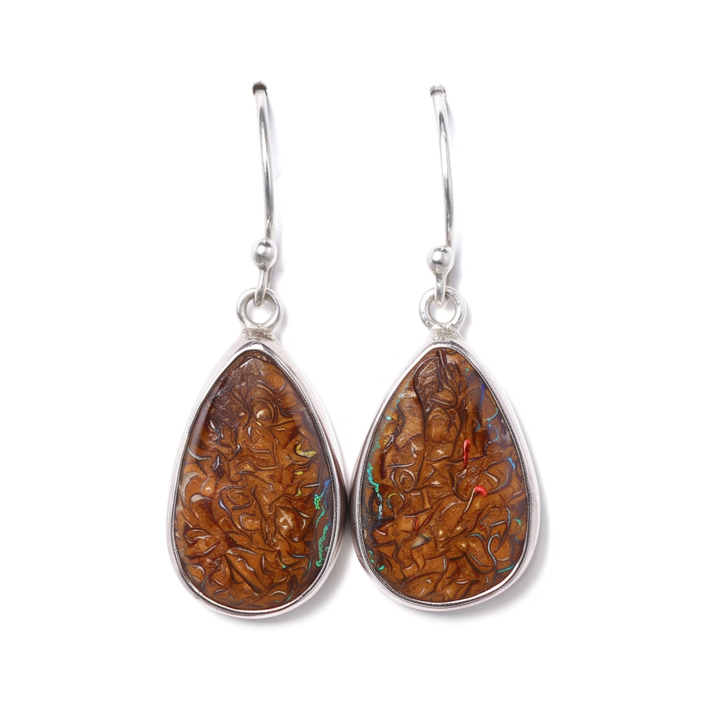 Sterling Silver Boulder Opal Earrings — The Australian Opal & Diamond Collection Adelaide