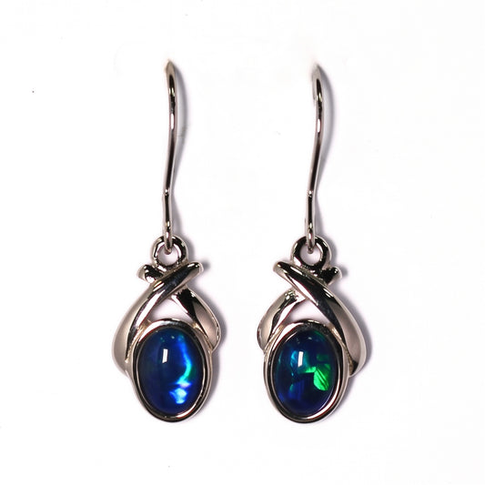 Sterling Silver Triplet Opal Hoop Earrings — The Australian Opal & Diamond Collection Adelaide