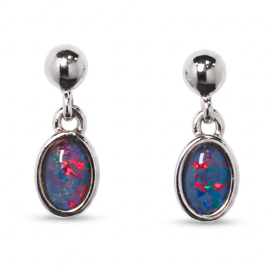 Sterling Silver Triplet Opal Stud Earrings — The Australian Opal & Diamond Collection Adelaide