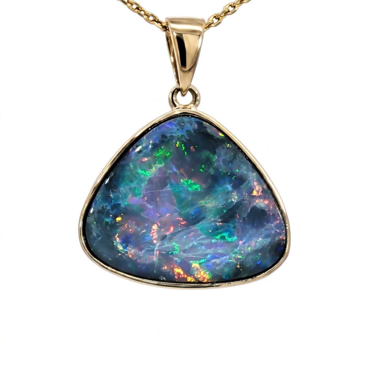 10K Yellow Gold Doublet Opal Pendant 5.25CT