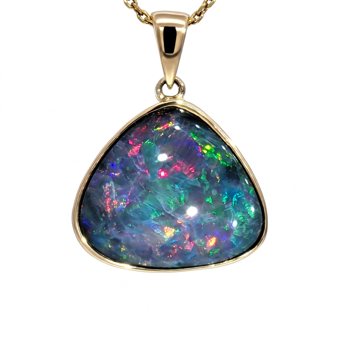 10K Yellow Gold Doublet Opal Pendant 4.55CT