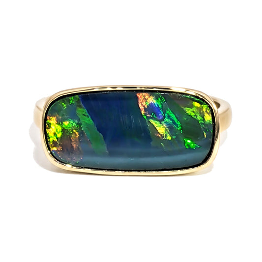 10K Yellow Gold East-West Doublet Opal Ring 2.75CT