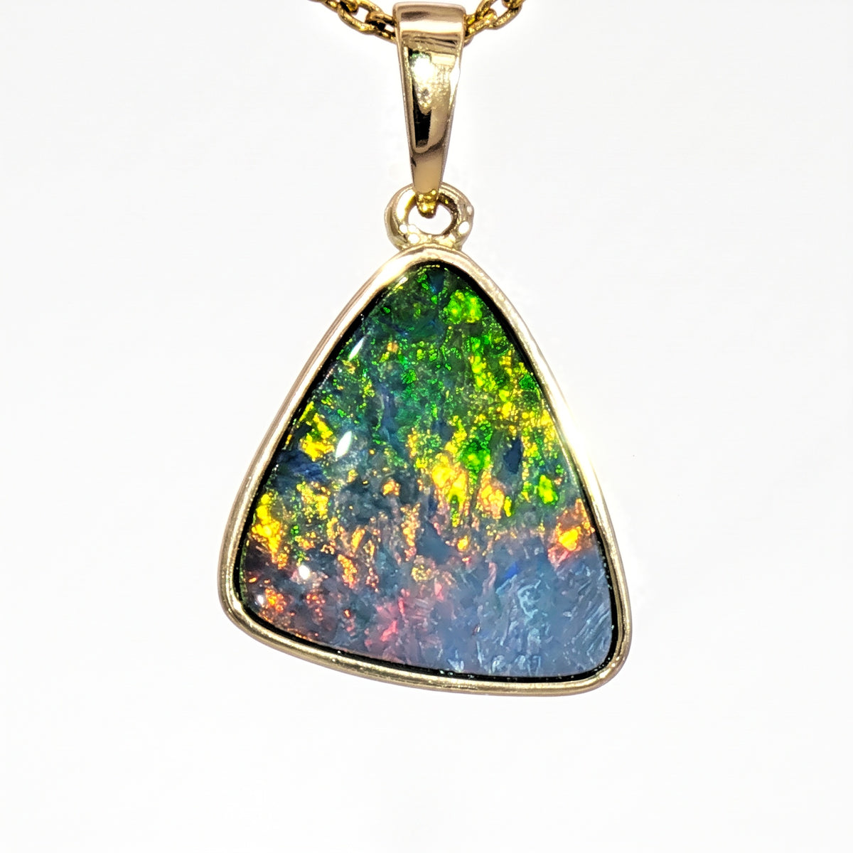 10K Yellow Gold Doublet Opal Pendant 2.40CT