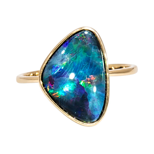 10K Yellow Gold Doublet Opal Ring 2.00CT
