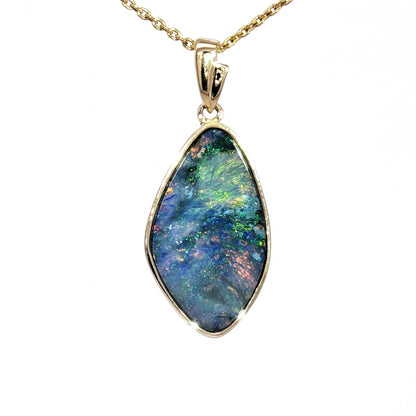 10K Yellow Gold Doublet Opal Pendant 4.75CT