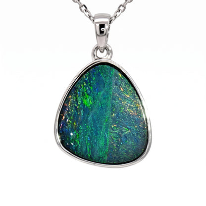 10K White Gold Doublet Opal Pendant 2.60CT