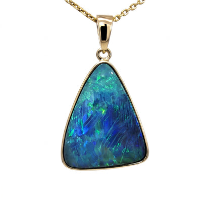 10K Yellow Gold Doublet Opal Pendant 6.00CT