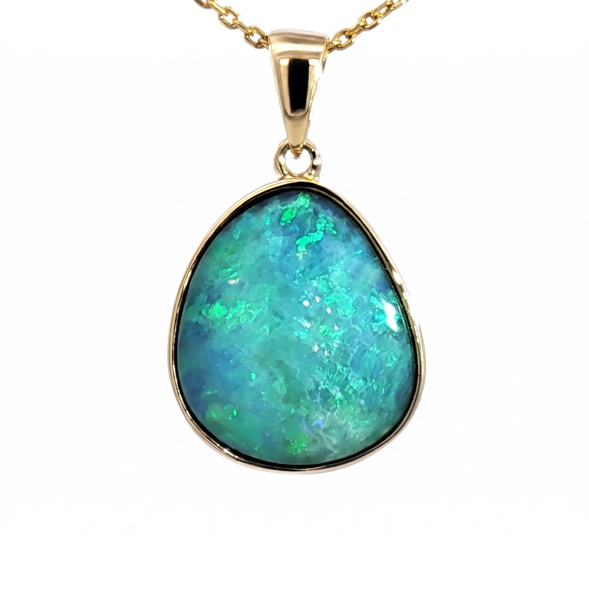 10K Yellow Gold Doublet Opal Pendant 8.40CT