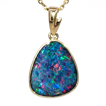 10K Yellow Gold Doublet Opal Pendant 3.05CT