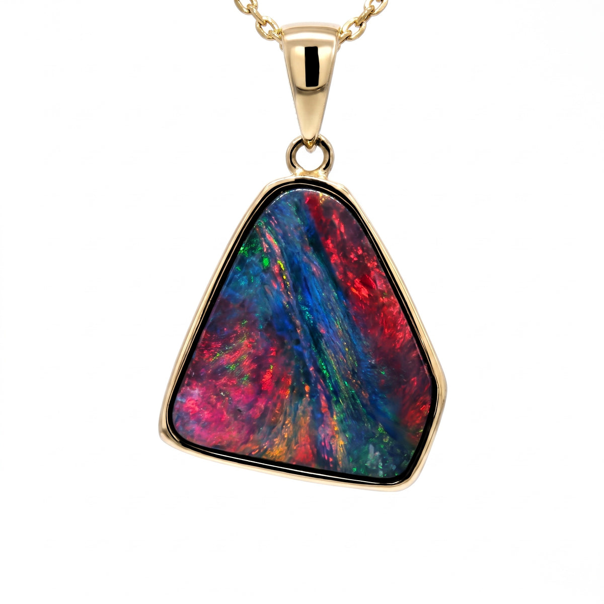 10K Yellow Gold Doublet Opal Pendant 6.75CT
